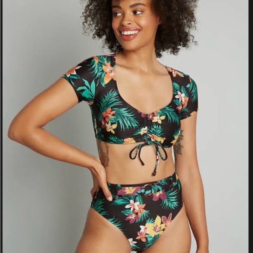 Modcloth Black and Teal Bikini Set